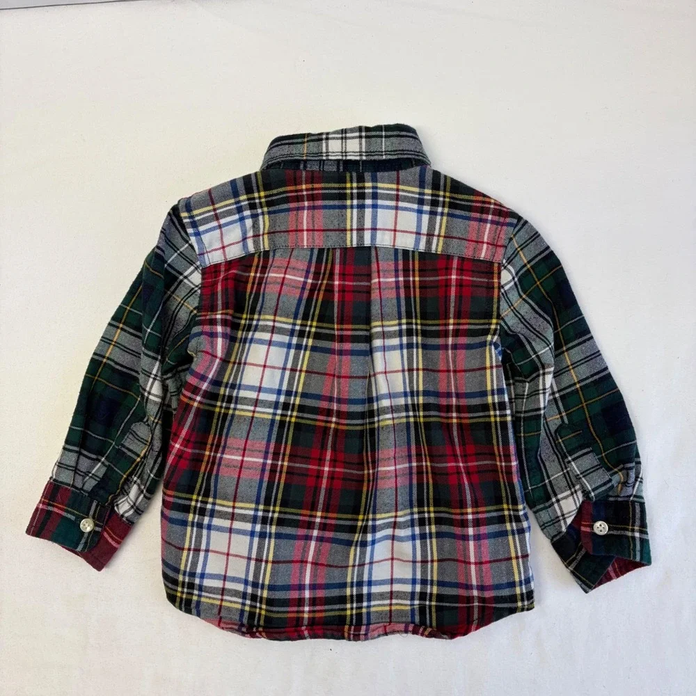 Ralph Lauren Plaid Button Down Shirts Baby Boys 12M Lot 2 Multi Color Preppy